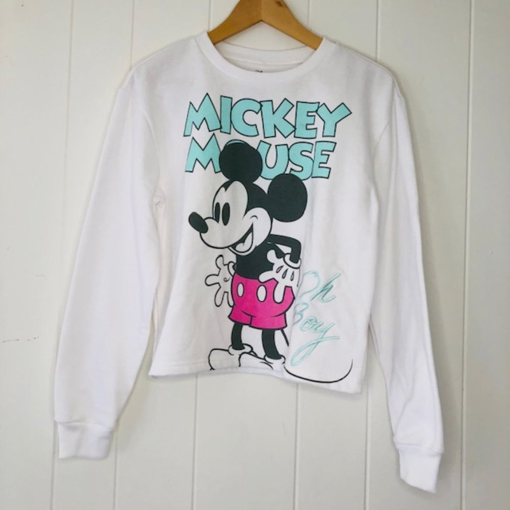 Disney White Sweatshirt with Mickey Mouse Graphic